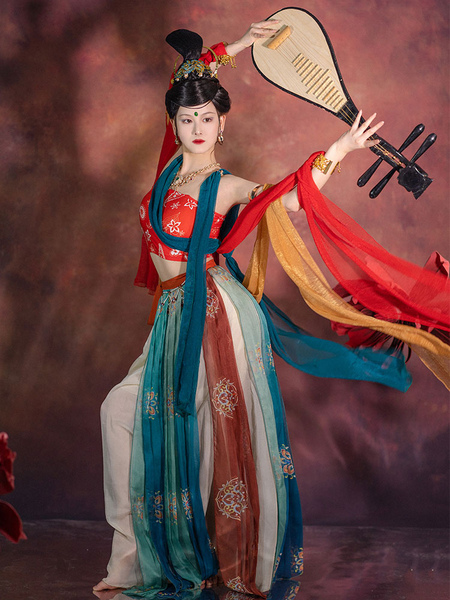 Image of Abito Lolita in stile cinese Completo in 3 pezzi senza maniche in poliestere Lolita