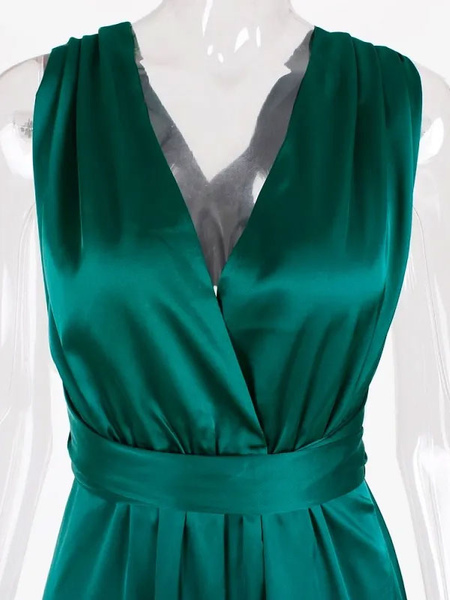 Party Dresses Green Sleeveless Lycra Spandex Long Summer Semi Formal Dress