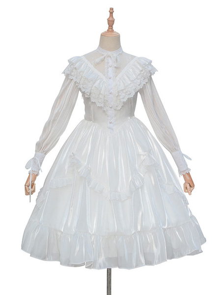 Classic Lolita OP Dress Neverland Lace Ruffle Oraganza White Lolita One Piece Dress Original Design