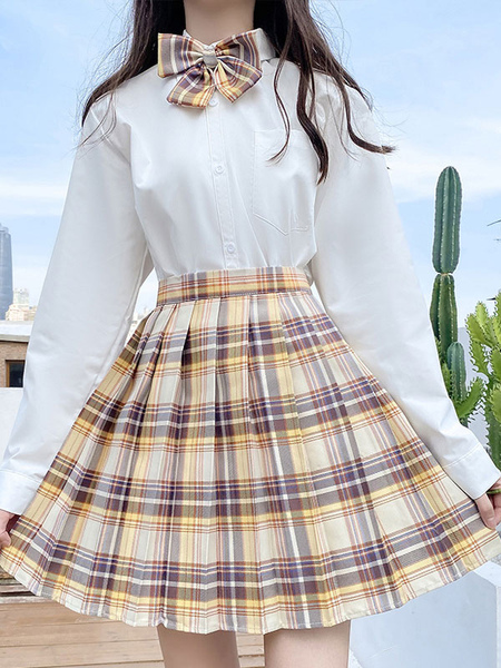 Image of Sweet Lolita Mini Gonna Plaid Pattern Bows Polyester Academic Mini Gonna