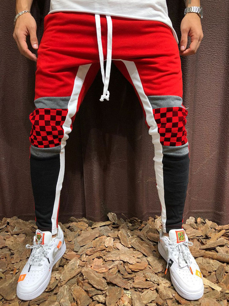 Image of Pantaloni da uomo Chic Natural Natural Waist Fit Fit Red Men 's Pants