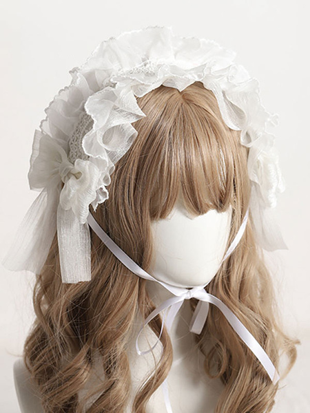 Image of Lolita Accessories Ruffles Lace Polyester Hearwear Valigianeo