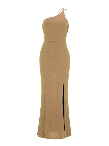 Party Dresses Blond Zipper Sleeveless Low-slit Semi Formal Dress