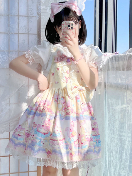 robe sweet lolita robe pull sans manches en polyester