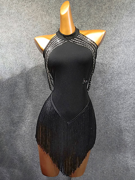 Image of Costume da ballo latino Black Women's Brigry Bodycon Sexy Polyester Dress Abiti da ballo