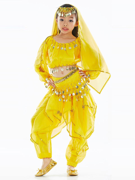 Image of Costumi di Halloween per bambini Set di Natale giallo Pantaloni a catena in chiffon in fibra di poliestere per bambini
