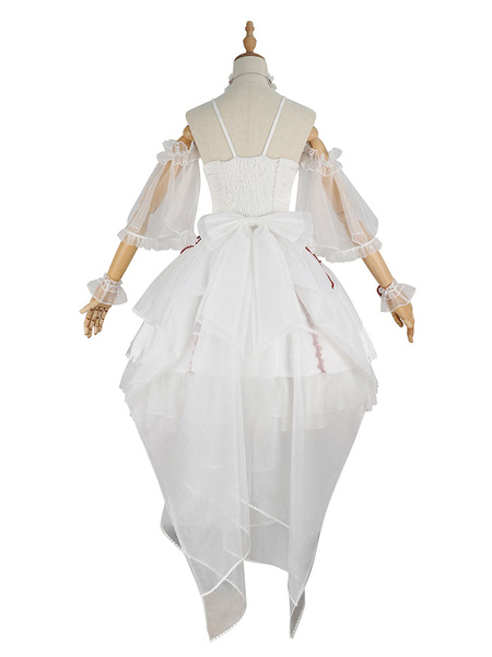 Lolita Dresses Tea Party Style Lolita Skirt Chains Sleeveless Polyester Lolita Wedding Dress Bow White