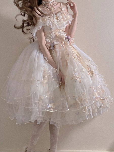 sweet lolita dress robe de mariée lolita sans manches en polyester élastique réglable