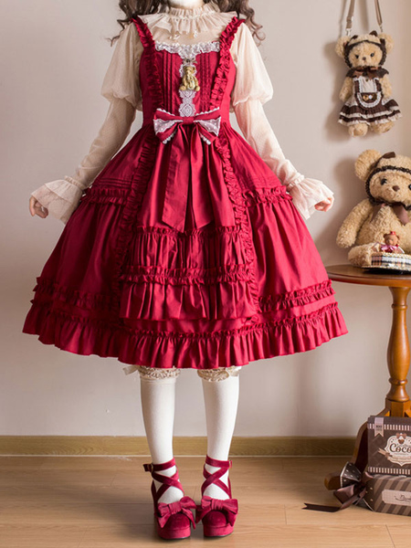 robe mignonne lolita robe pull sans manches en polyester à volants