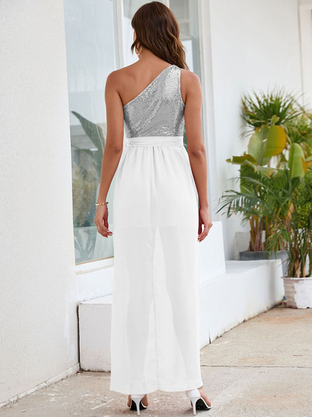 Party Dresses White Sleeveless Asymmetrical Semi Formal Dress