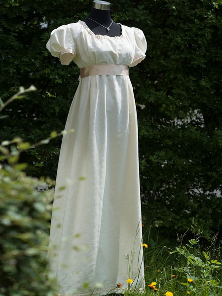 Image of Abito in vita White Retro Empire Bridgerton Costumes Women Marie Antoinette costume in poliestere abito in poliestere costume del 18 ° secolo