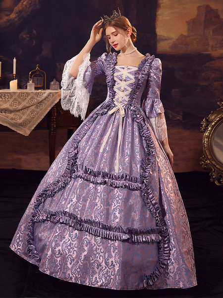 Image of Costumi retrò viola Abito in poliestere Costume da donna retrò Marie Antoinette Costume del XVIII secolo