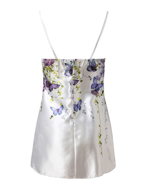 Summer Dress Straps Neck Floral Print White Short Beach Dress