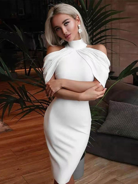 Zipper Polyester Sexy Midi Dress