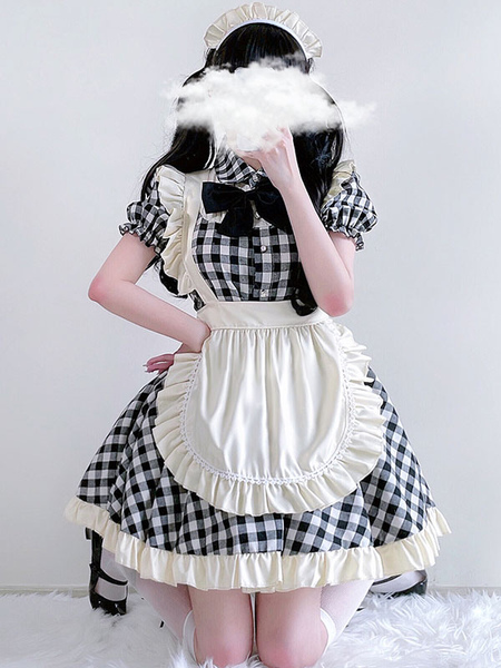 robe mignonne lolita robe à volants en polyester à manches courtes