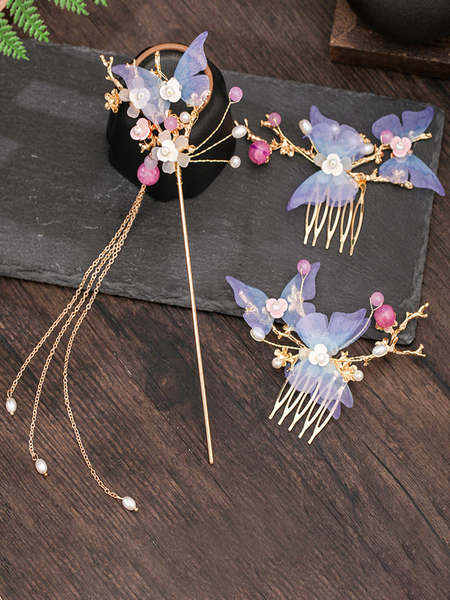 Image of Accessori Lolita in stile cinese Copricapo a farfalla viola in metallo Varie