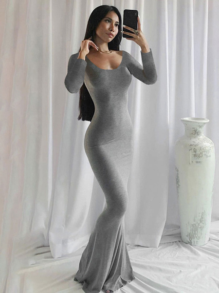 milanoo.com Bodycon Dresses Black Jewel Neck Casual Long Sleeves Pencil Dress