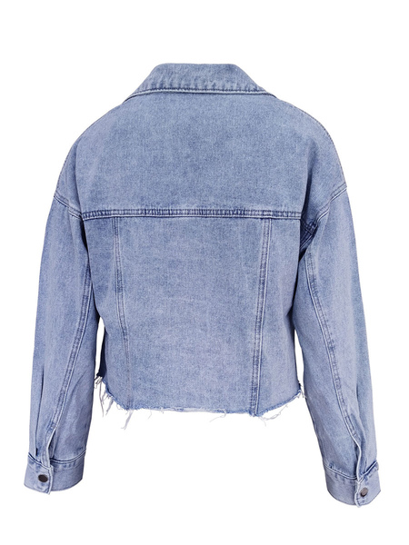 Denim Jacket Turndown Collar Double Breasted High Waist Lapel Casual Relaxed Fit Spring Fall Street Outerwear For Women