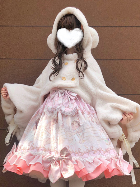 manteaux mignonne poncho lolita en polyester blanc printemps lolita