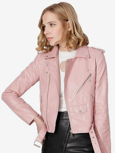 Faux Leather Moto Jacket Burgundy Zip Up Turndown Collar PU Boyfriend Style Slim Fit Long Sleeve Casual Spring Fall Biker Outerwear for Women