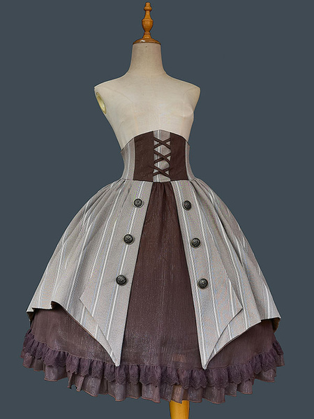 milanoo.com Gothic Lolita Skirt Infanta Coffee Brown Lolita Skirts