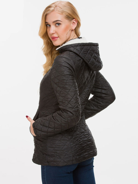 Women’sÂ Quilted Jacket Black Hooded Winter Outerwear 2023