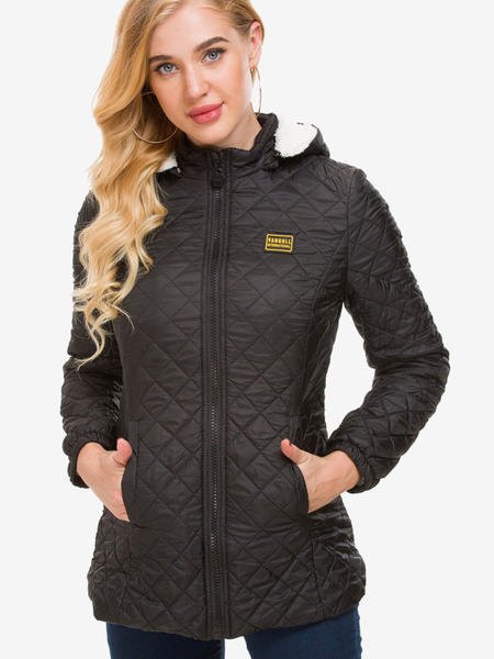 Women’sÂ Quilted Jacket Black Hooded Winter Outerwear 2023