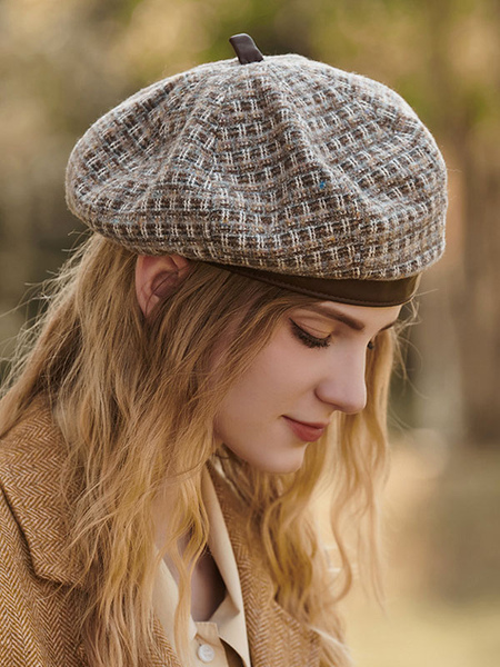 Image of Cappelli da donna Simpatico berretto scozzese in poliestere invernale caldo stile britannico