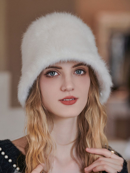 Image of Cappellini da donna Cappelli di pelliccia caldi invernali in poliestere chic