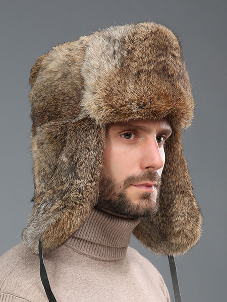 Image of Cappellini da uomo Modern Faux Fur Winter Warm Hats Russian Ushanka Hat