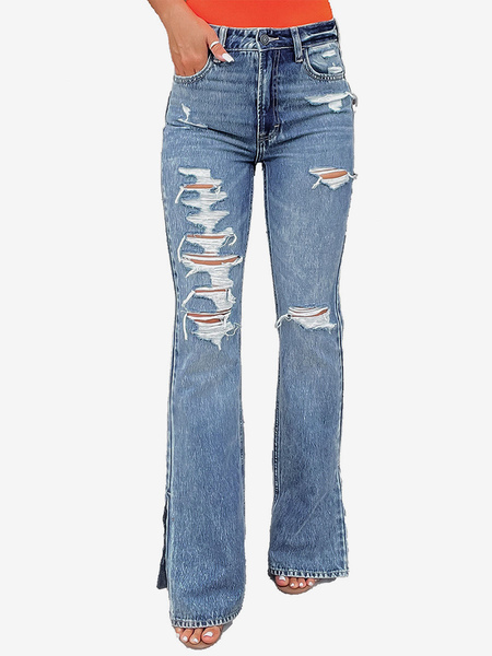 Woman’s Jeans Sexy Cut Out Raised Waist Denim Bottoms