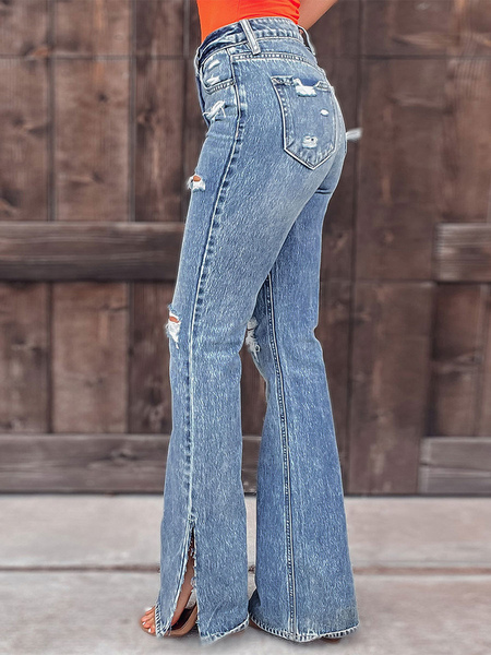 Woman’s Jeans Sexy Cut Out Raised Waist Denim Bottoms