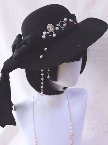 Image of Cappello Gothic Lolita Accessorio per catene nere Accessori in poliestere Lolita