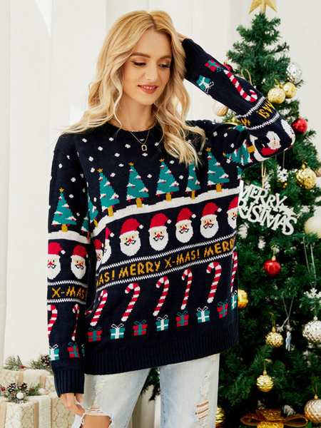Image of Maglione pullover da donna2024 Top in maglia natalizia