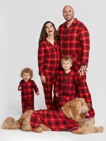 Christmas Matching Family Pajamas Baby's Kid's Polyester Christmas Pattern Top Pants Sets