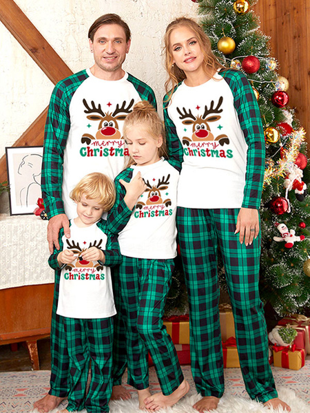 Christmas Matching Family Pajamas Kid's Adult's Polyester Christmas Pattern Top Pants