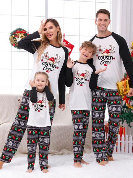 Family Christmas Pajamas Kid's Adult's Polyester Christmas Pattern Top Pants