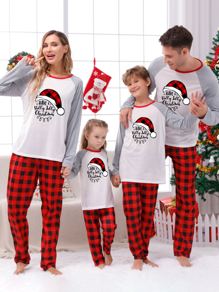 Matching Family Christmas Pajamas Kid's Adult's Polyester Christmas Pattern Top Pants