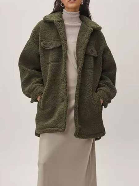 FauxÂ ShearlingÂ Shacket Spring Outerwear For Women 2023
