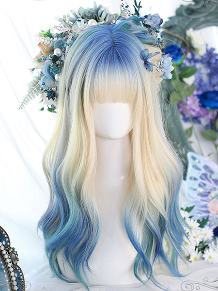 Image of Parrucca Lolita stile ROCOCO Fibra lunga resistente al calore Accessori Lolita blu cielo