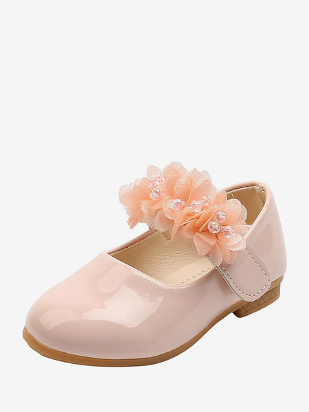 Image of Flower Girl Shoes Scarpe da festa in pelle PU rosa per bambini