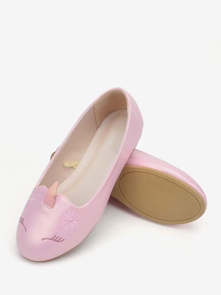 Image of Flower Girl Shoes Scarpe da festa in pelle PU rosa per bambini