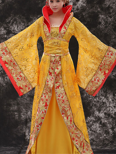 Image of Costume cinese tradizionale femminile Hanfu giallo vestito Tang Tang Imperatrice WuMeiNiang Cosplaly Costume