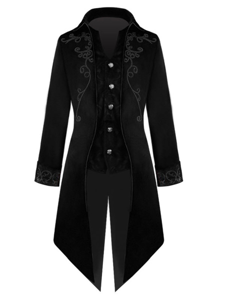 Image of Costumi retrò per uomo del 18° secolo nero vintage a maniche lunghe uniforme soprabito cosplay carnevale