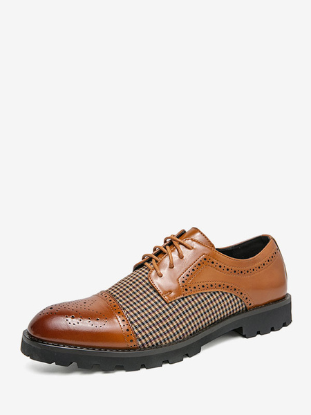 Image of Scarpe eleganti da uomo Eleganti scarpe Oxford in pelle PU con lacci a punta tonda