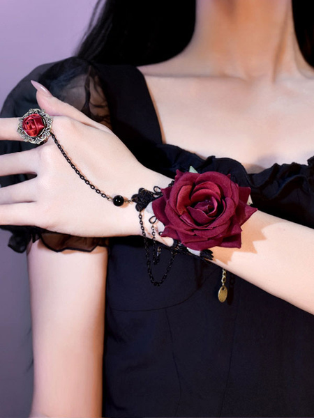 Image of Accessori Gothic Lolita Catene Black Rose Accessorio in poliestere Varie