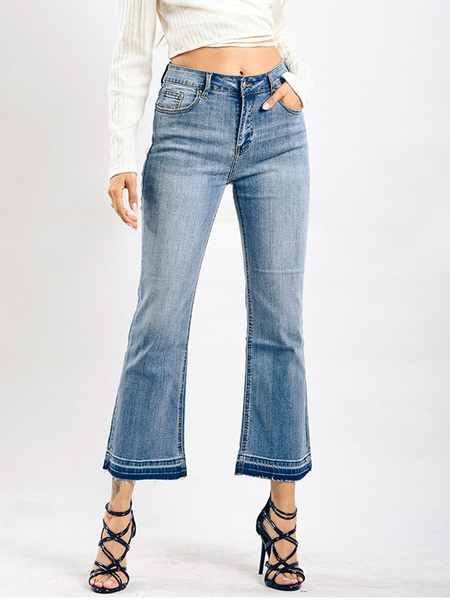 Image of Bootcut Jeans High Rise Cotton Pantaloni primaverili da donna 2024