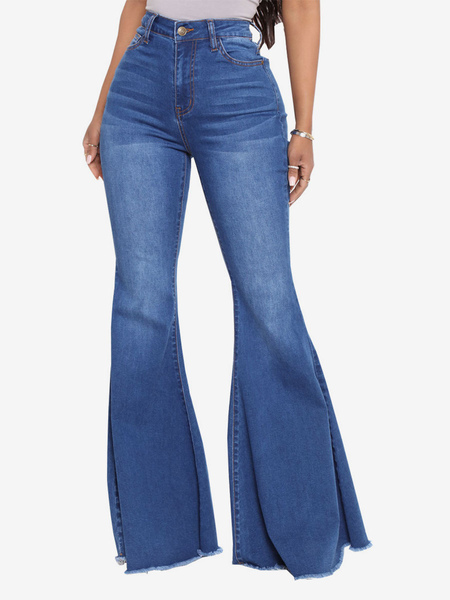 Image of Flare Jeans Pantaloni a campana in cotone a vita alta da donna 2024