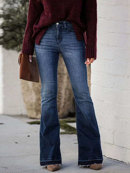 Image of Jeans Bootcut da donna Pantaloni svasati in cotone a vita alta 2024