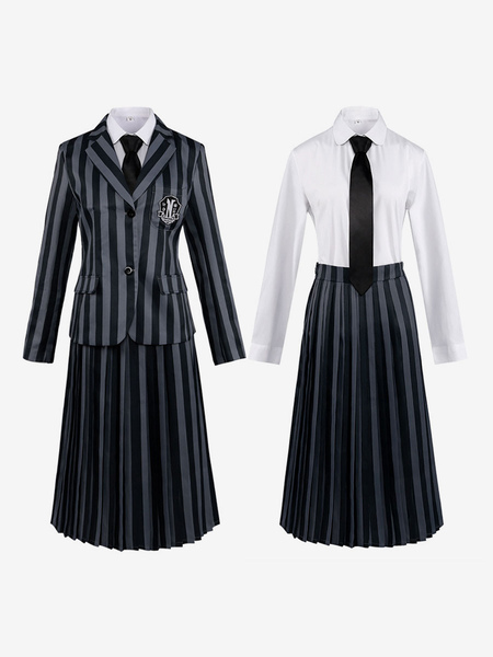 Image of The Addams Family TV Cosplay Wednesday School Uniform Set completo Costumi Cosplay
